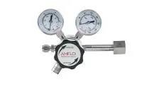 Регулятор (редуктор) баллонный двухступенчатый AMFLO R31BQDR никелированная латунь , 6-ти портовый с двумя манометрами, с предохранительным клапаном, давление на входе до 206 бар. CV-0.08