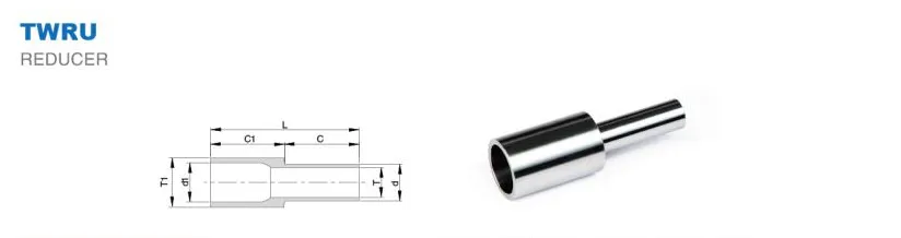 Переходник прямой разноразмерный удлиненный под приварку TWRU: Трубка дюйм / Type TWRU Reducer inch